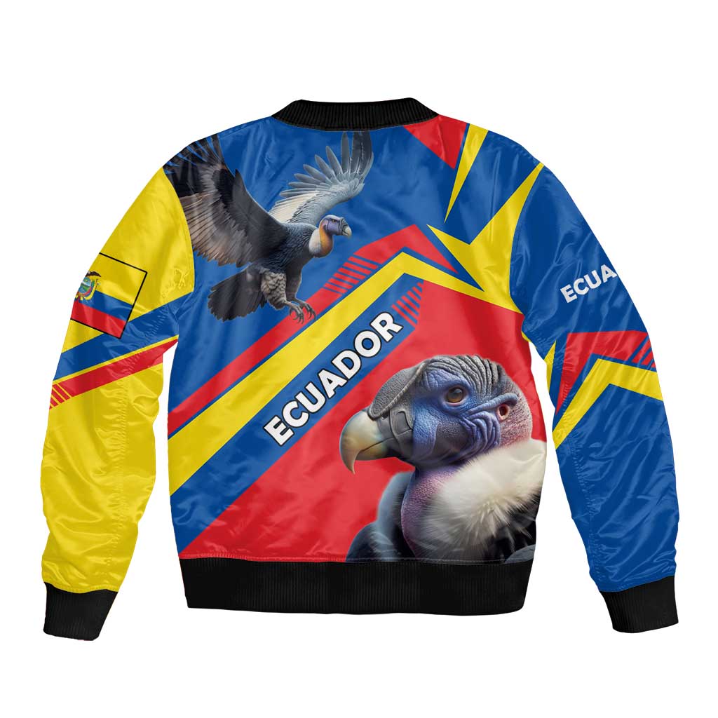 Ecuador Bomber Jacket with Andean Condor and Chevron Stripe Design - Wonder Print Shop