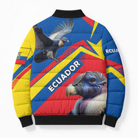 Ecuador Bomber Puffer Jacket with Andean Condor and Chevron Stripe Design - Wonder Print Shop