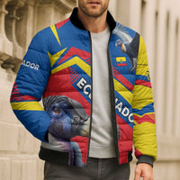 Ecuador Bomber Puffer Jacket with Andean Condor and Chevron Stripe Design - Wonder Print Shop