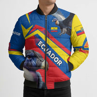 Ecuador Bomber Puffer Jacket with Andean Condor and Chevron Stripe Design - Wonder Print Shop