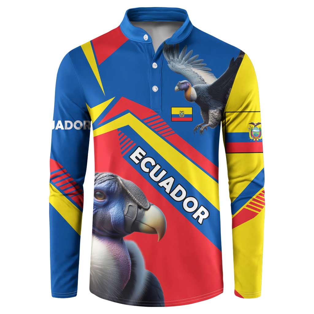 Ecuador Button Sweatshirt with Andean Condor and Chevron Stripe Design - Wonder Print Shop
