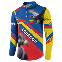 Ecuador Button Sweatshirt with Andean Condor and Chevron Stripe Design - Wonder Print Shop