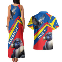 Ecuador Couples Matching Tank Maxi Dress and Hawaiian Shirt with Andean Condor and Chevron Stripe Design - Wonder Print Shop