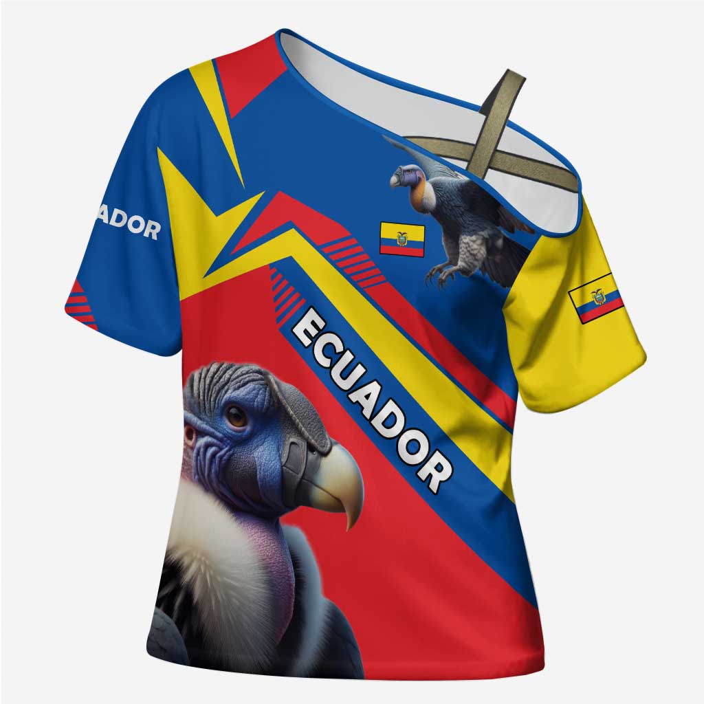 Ecuador Cross Shoulder Shirt with Andean Condor and Chevron Stripe Design - Wonder Print Shop