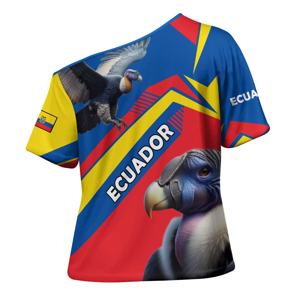 Ecuador Cross Shoulder Shirt with Andean Condor and Chevron Stripe Design - Wonder Print Shop