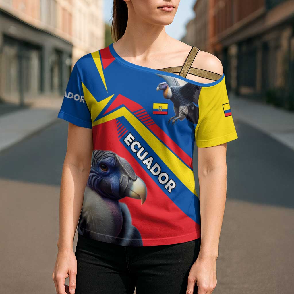 Ecuador Cross Shoulder Shirt with Andean Condor and Chevron Stripe Design - Wonder Print Shop