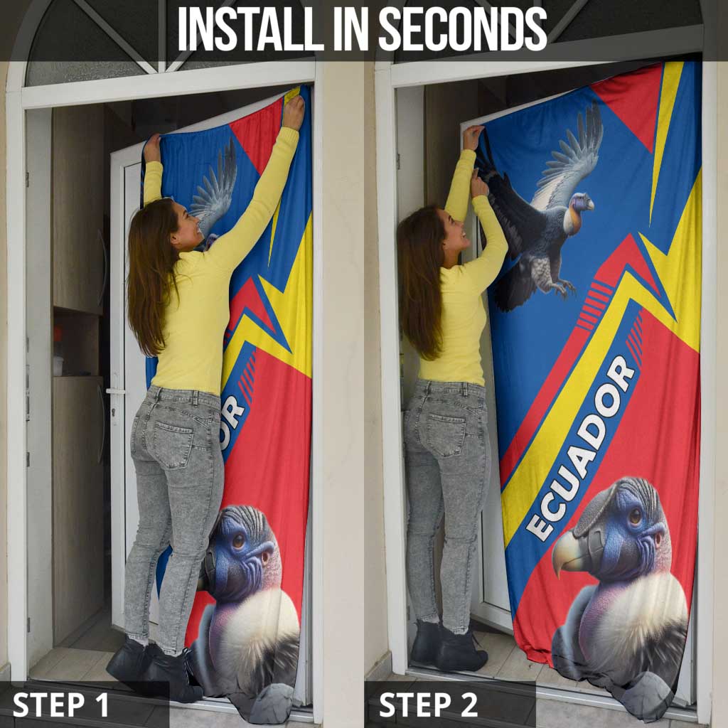 Ecuador Door Cover with Andean Condor and Chevron Stripe Design - Wonder Print Shop