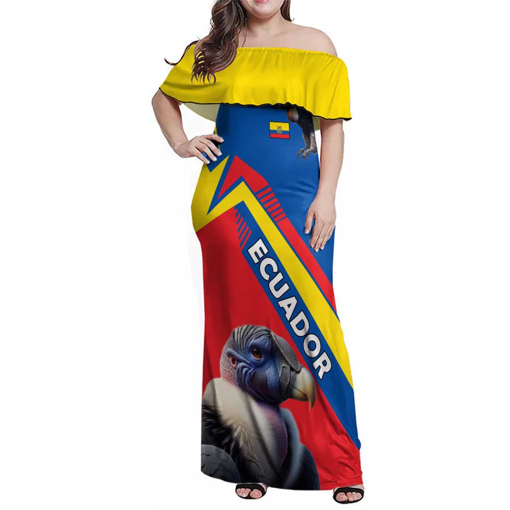 Ecuador Family Matching Off Shoulder Maxi Dress and Hawaiian Shirt with Andean Condor and Chevron Stripe Design - Wonder Print Shop