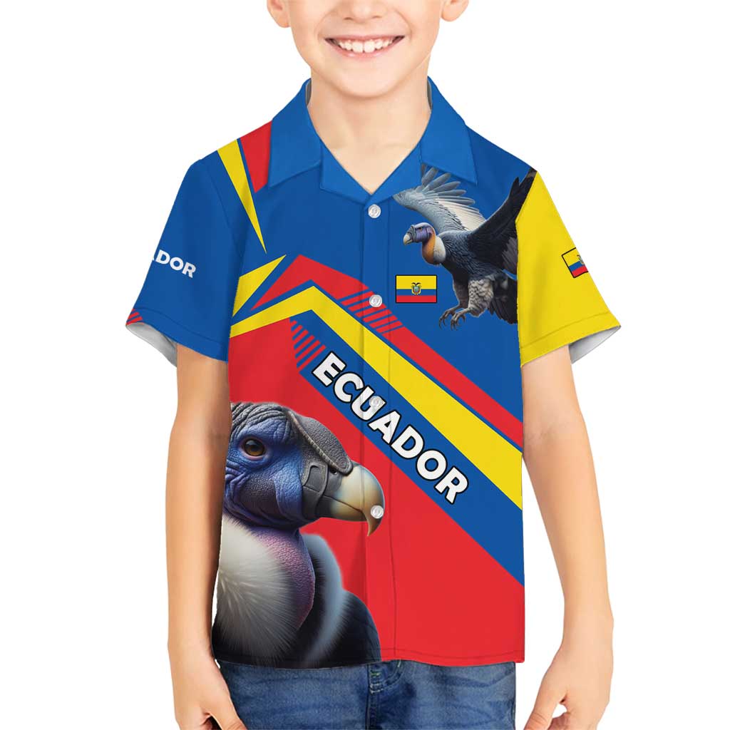 Ecuador Family Matching Off Shoulder Short Dress and Hawaiian Shirt with Andean Condor and Chevron Stripe Design - Wonder Print Shop