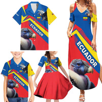 Ecuador Family Matching Summer Maxi Dress and Hawaiian Shirt with Andean Condor and Chevron Stripe Design - Wonder Print Shop