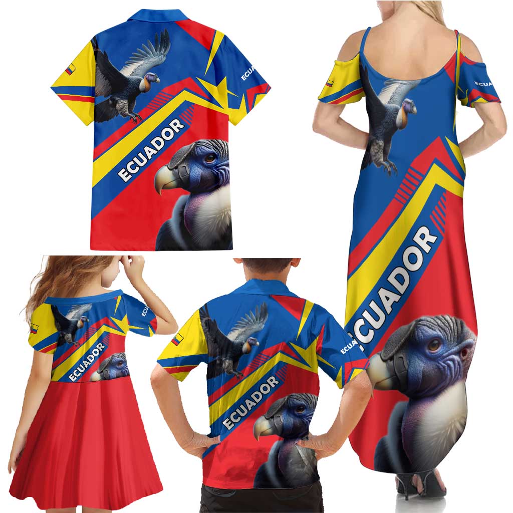 Ecuador Family Matching Summer Maxi Dress and Hawaiian Shirt with Andean Condor and Chevron Stripe Design - Wonder Print Shop