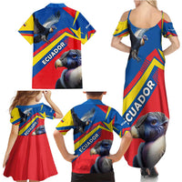 Ecuador Family Matching Summer Maxi Dress and Hawaiian Shirt with Andean Condor and Chevron Stripe Design - Wonder Print Shop