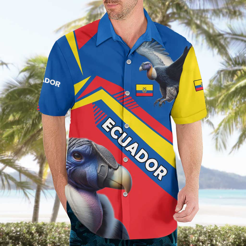Ecuador Hawaiian Shirt with Andean Condor and Chevron Stripe Design - Wonder Print Shop