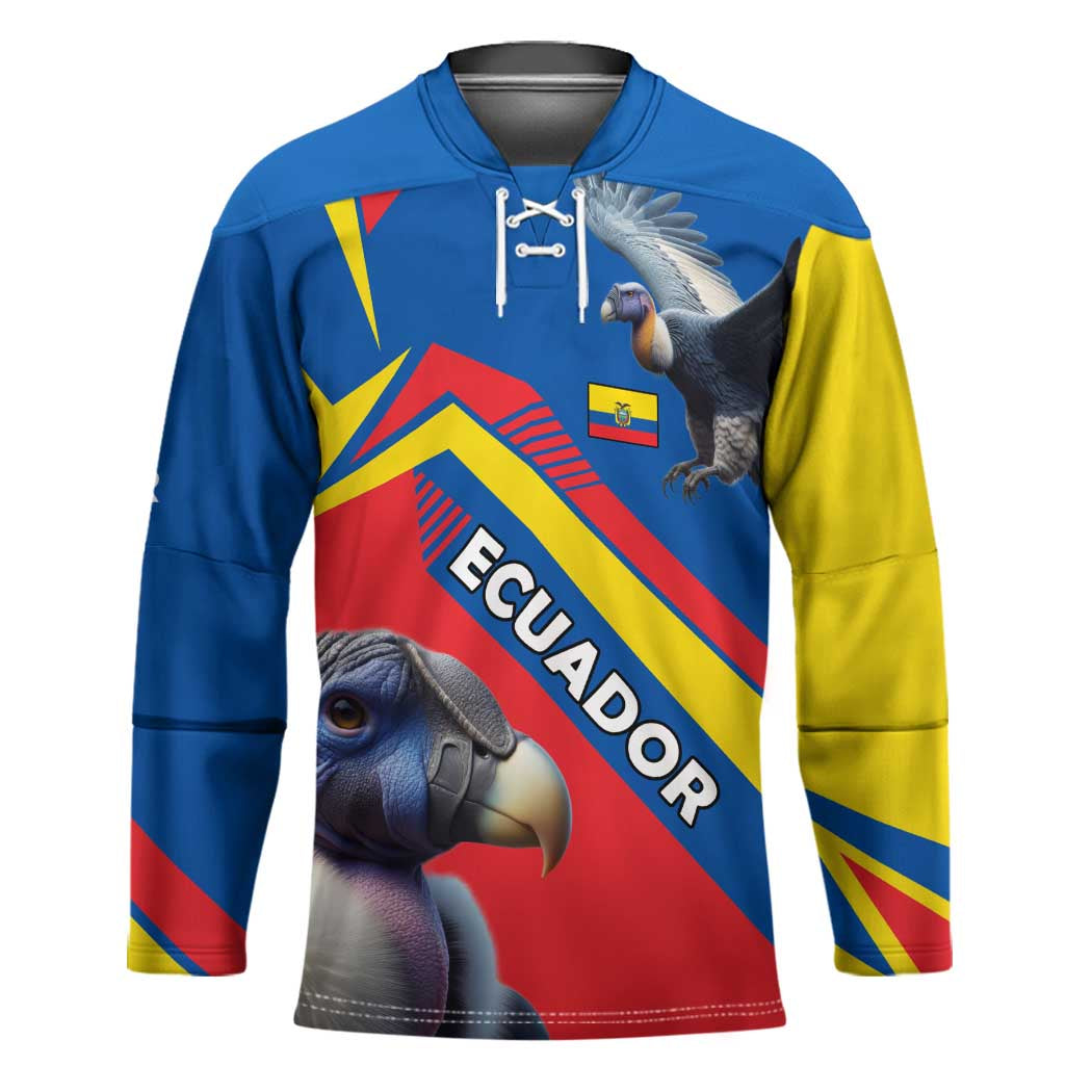 Ecuador Hockey Jersey with Andean Condor and Chevron Stripe Design - Wonder Print Shop