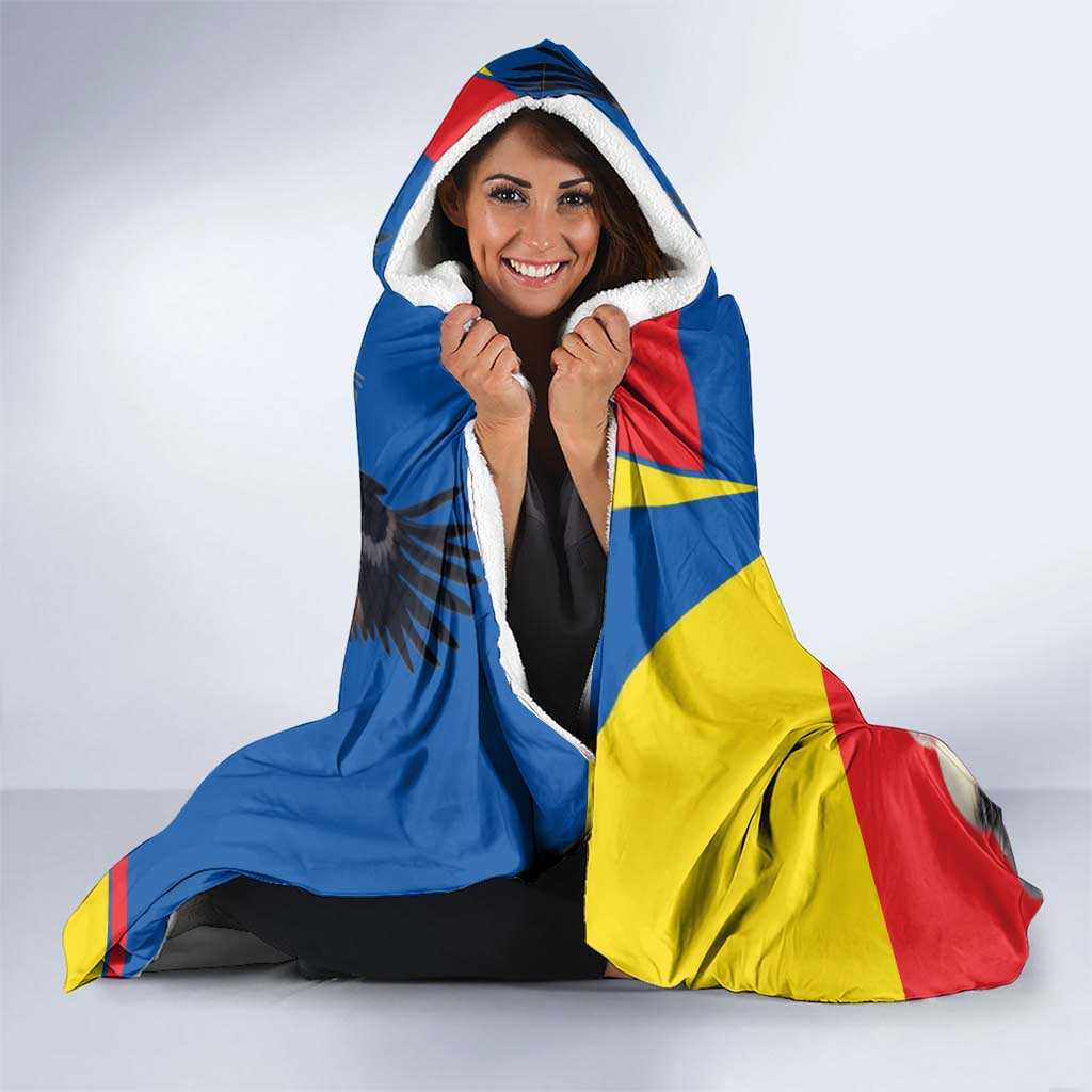 Ecuador Hooded Blanket with Andean Condor and Chevron Stripe Design - Wonder Print Shop