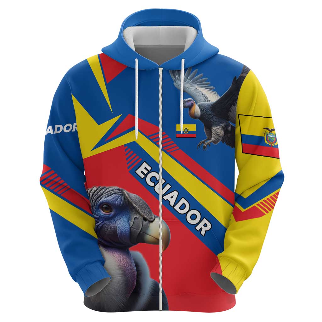 Ecuador Hoodie with Andean Condor and Chevron Stripe Design - Wonder Print Shop