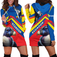 Ecuador Hoodie Dress with Andean Condor and Chevron Stripe Design - Wonder Print Shop