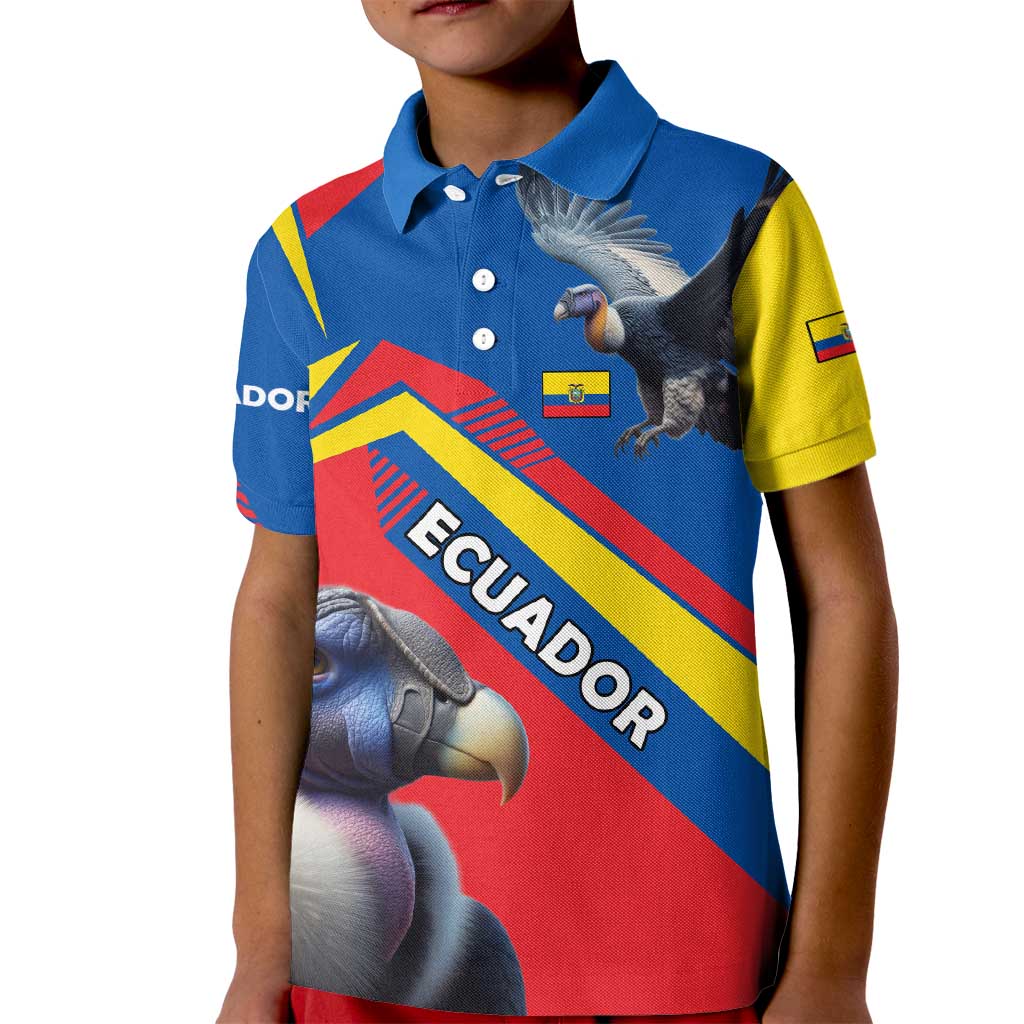 Ecuador Kid Polo Shirt with Andean Condor and Chevron Stripe Design - Wonder Print Shop