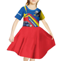 Ecuador Kid Short Sleeve Dress with Andean Condor and Chevron Stripe Design - Wonder Print Shop