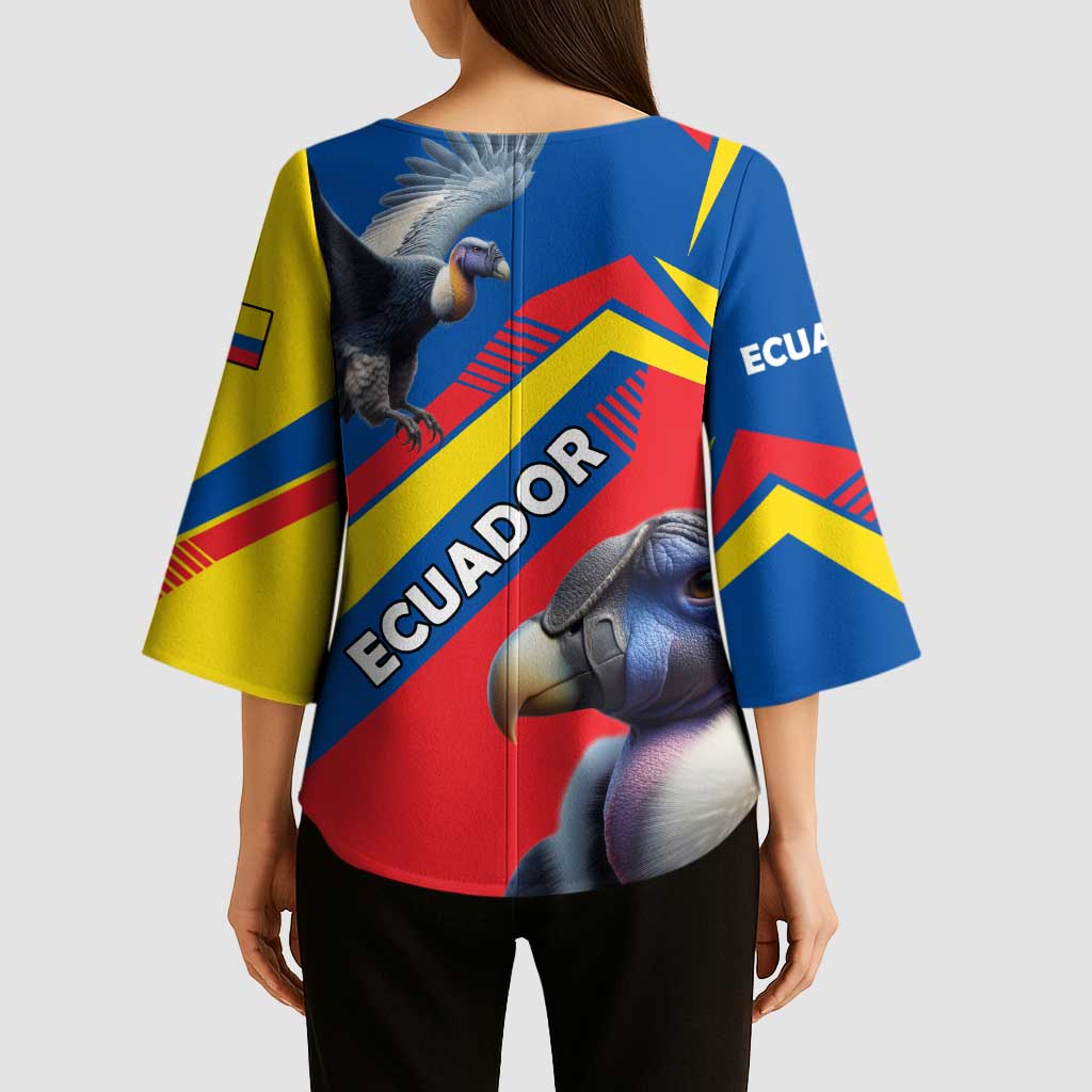 Ecuador Kimono Sleeve Blouse with Andean Condor and Chevron Stripe Design - Wonder Print Shop