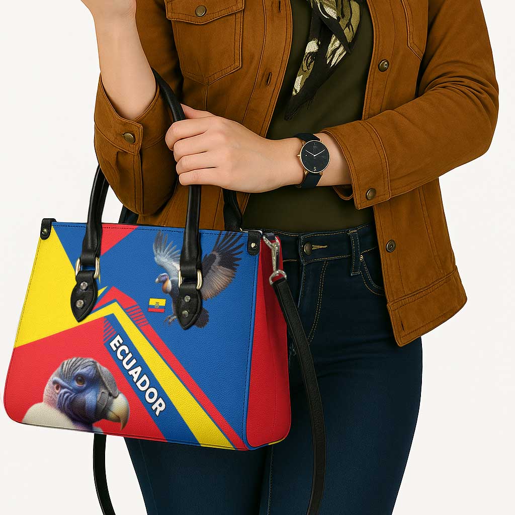Ecuador Leather Bag with Andean Condor and Chevron Stripe Design - Wonder Print Shop