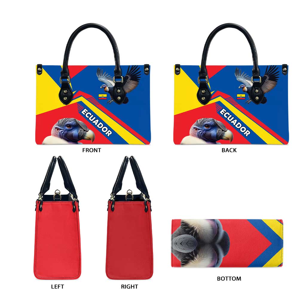 Ecuador Leather Bag with Andean Condor and Chevron Stripe Design - Wonder Print Shop