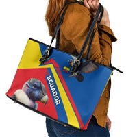 Ecuador Leather Tote Bag with Andean Condor and Chevron Stripe Design - Wonder Print Shop