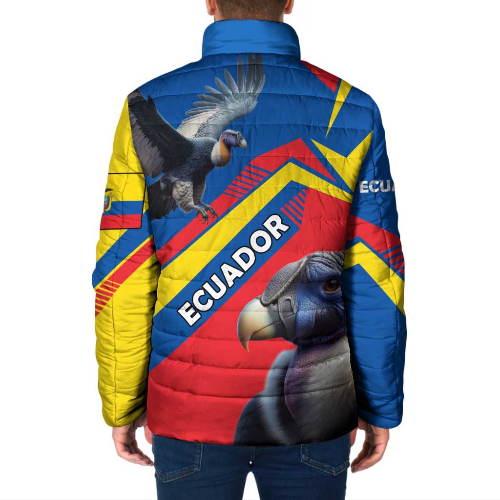Ecuador Padded Jacket with Andean Condor and Chevron Stripe Design - Wonder Print Shop
