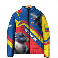 Ecuador Padded Jacket with Andean Condor and Chevron Stripe Design - Wonder Print Shop