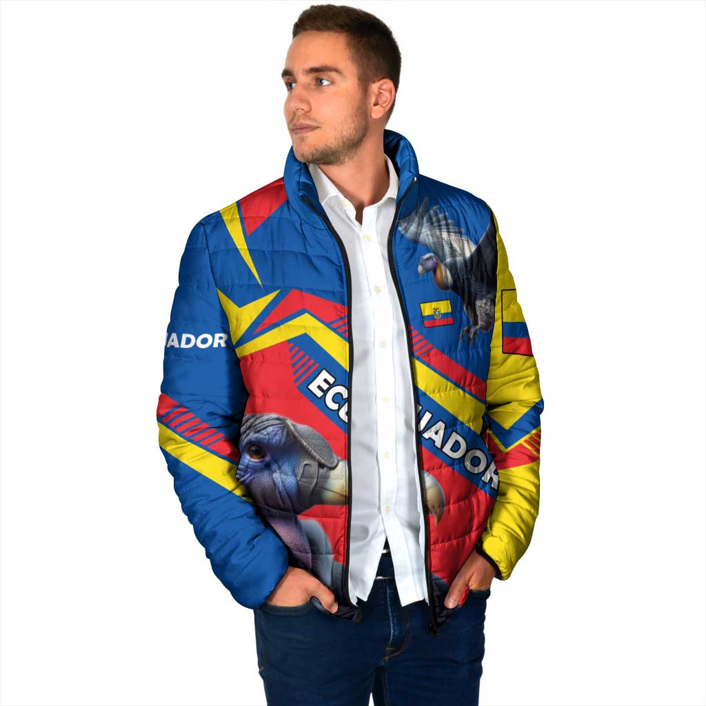 Ecuador Padded Jacket with Andean Condor and Chevron Stripe Design - Wonder Print Shop