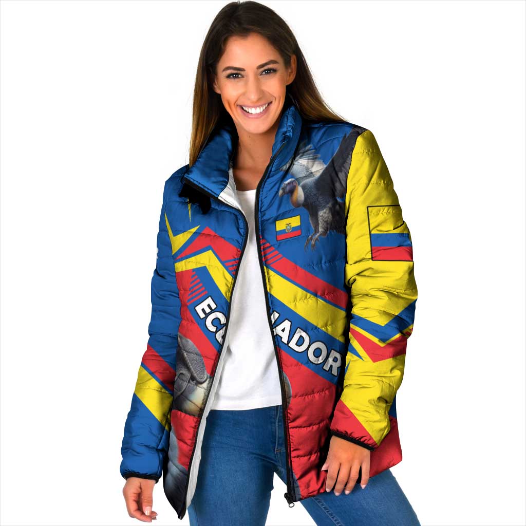 Ecuador Padded Jacket with Andean Condor and Chevron Stripe Design - Wonder Print Shop