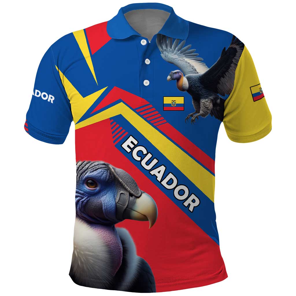 Ecuador Polo Shirt with Andean Condor and Chevron Stripe Design - Wonder Print Shop
