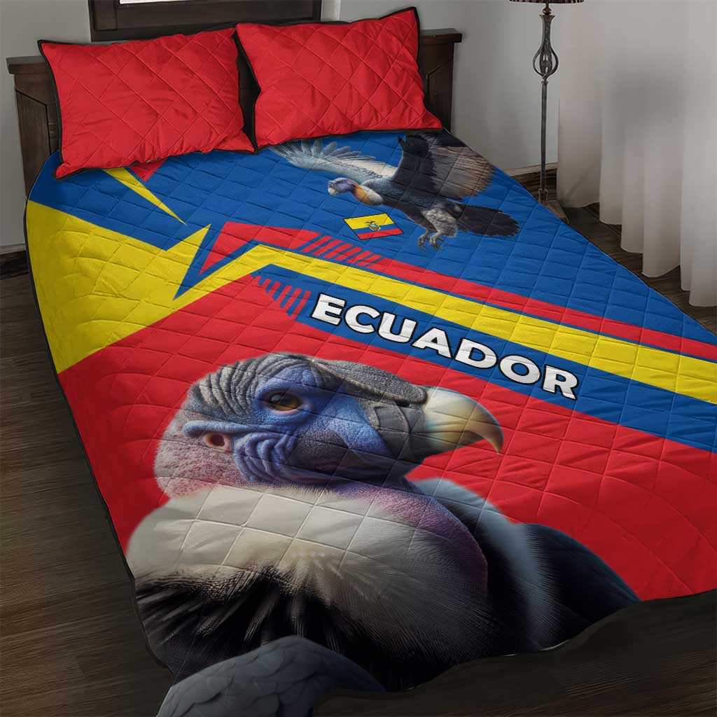 Ecuador Quilt Bed Set with Andean Condor and Chevron Stripe Design - Wonder Print Shop