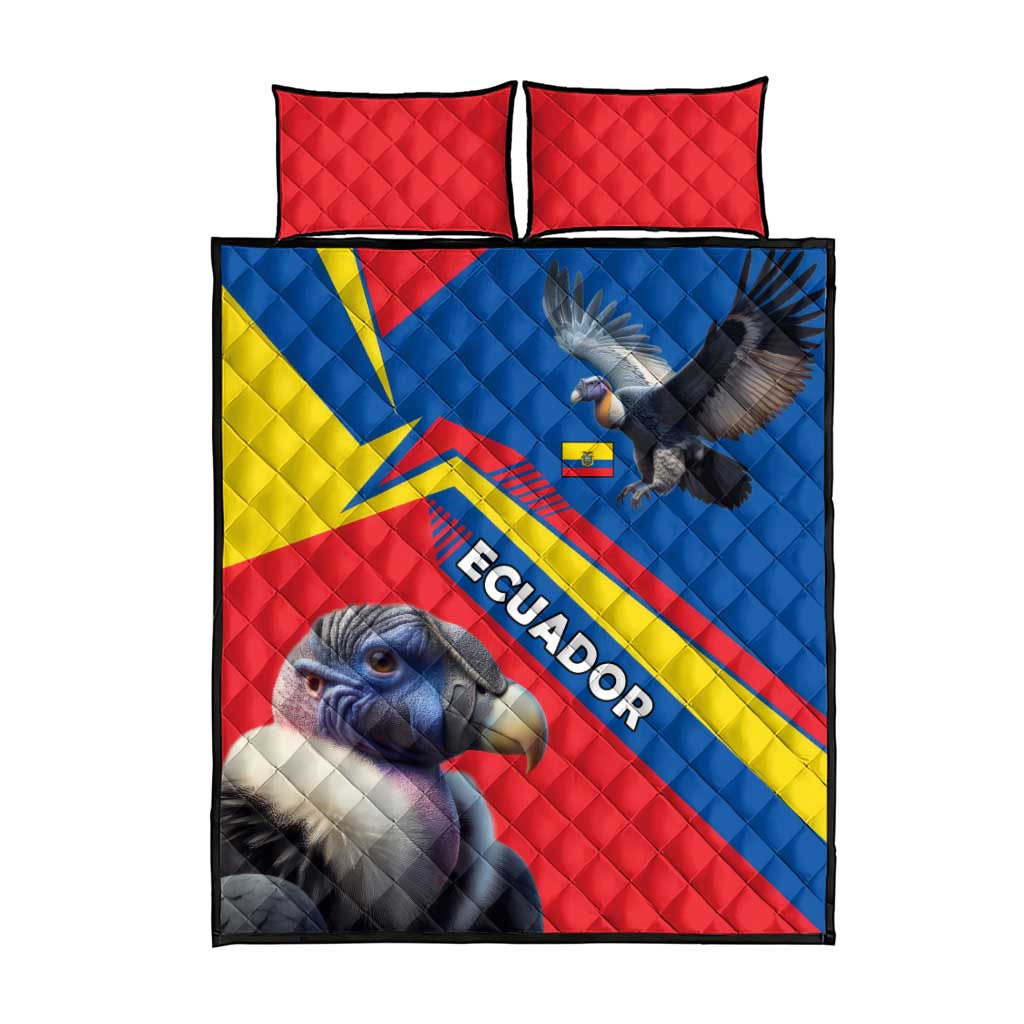 Ecuador Quilt Bed Set with Andean Condor and Chevron Stripe Design - Wonder Print Shop