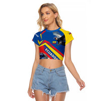 Ecuador Raglan Cropped T Shirt with Andean Condor and Chevron Stripe Design - Wonder Print Shop