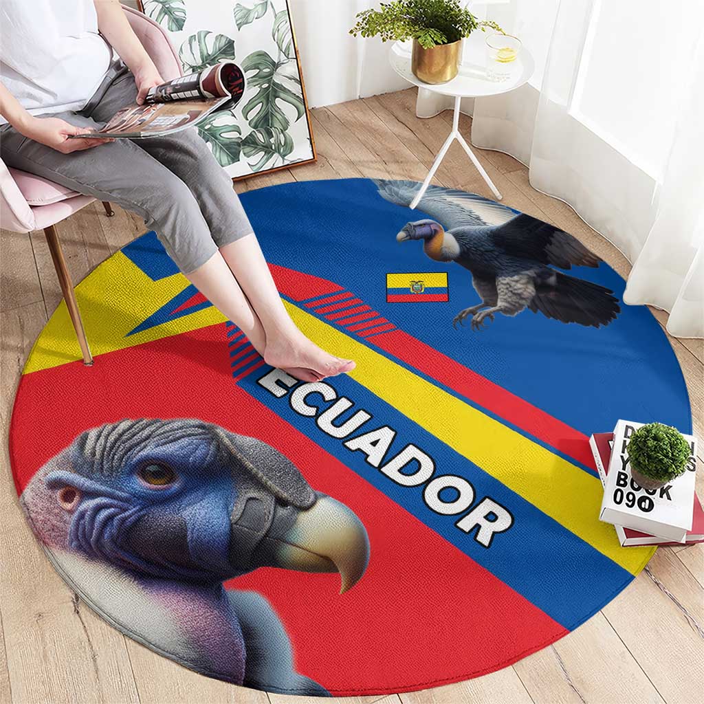 Ecuador Round Carpet with Andean Condor and Chevron Stripe Design - Wonder Print Shop