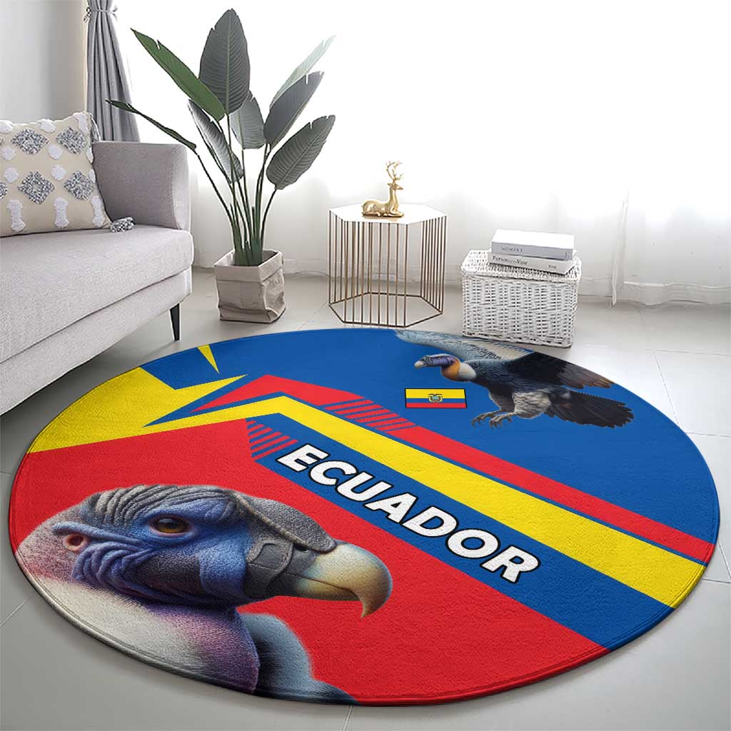 Ecuador Round Carpet with Andean Condor and Chevron Stripe Design - Wonder Print Shop