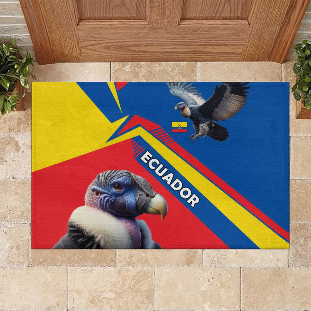 Ecuador Rubber Doormat with Andean Condor and Chevron Stripe Design - Wonder Print Shop