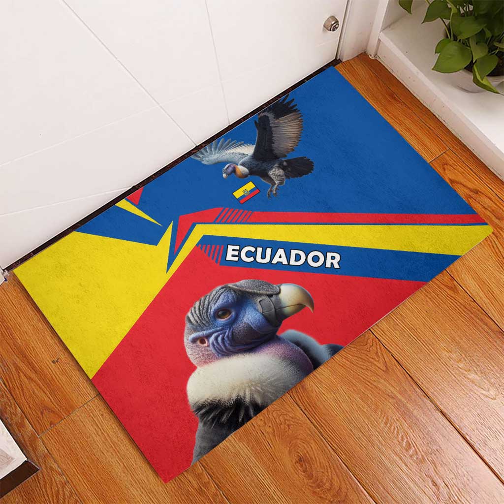 Ecuador Rubber Doormat with Andean Condor and Chevron Stripe Design - Wonder Print Shop