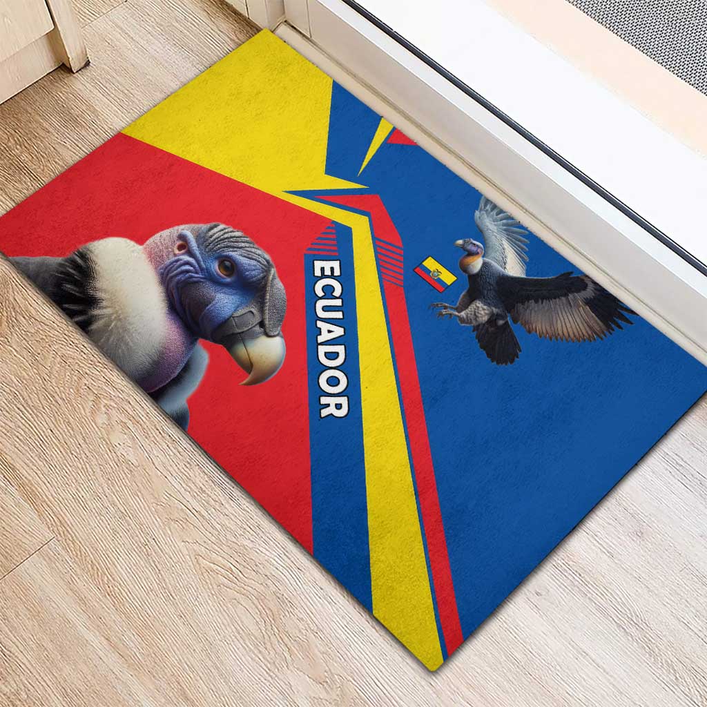 Ecuador Rubber Doormat with Andean Condor and Chevron Stripe Design - Wonder Print Shop