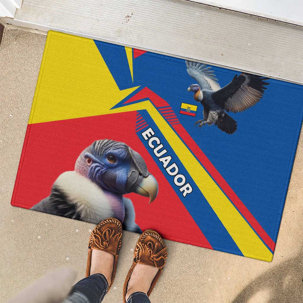 Ecuador Rubber Doormat with Andean Condor and Chevron Stripe Design - Wonder Print Shop