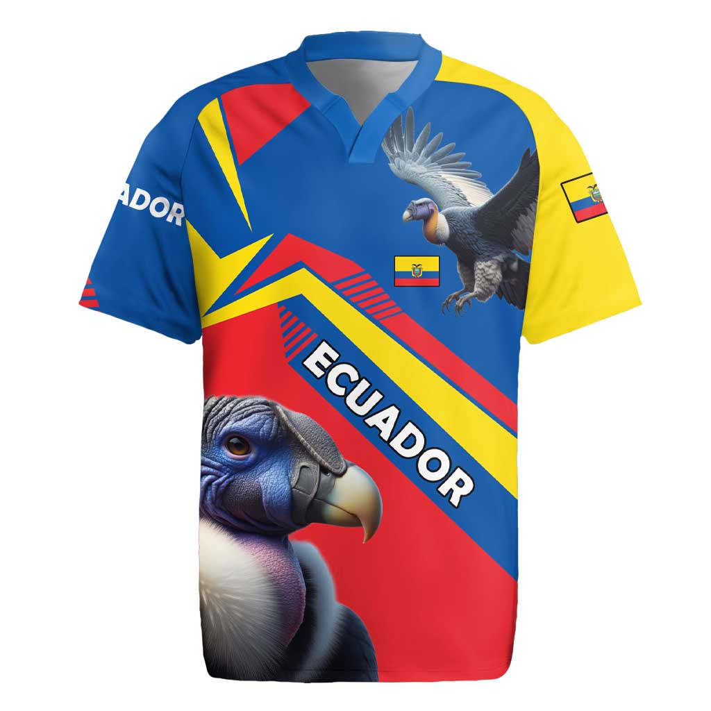 Ecuador Rugby Jersey with Andean Condor and Chevron Stripe Design - Wonder Print Shop