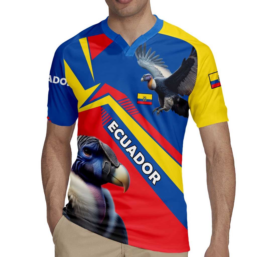 Ecuador Rugby Jersey with Andean Condor and Chevron Stripe Design - Wonder Print Shop