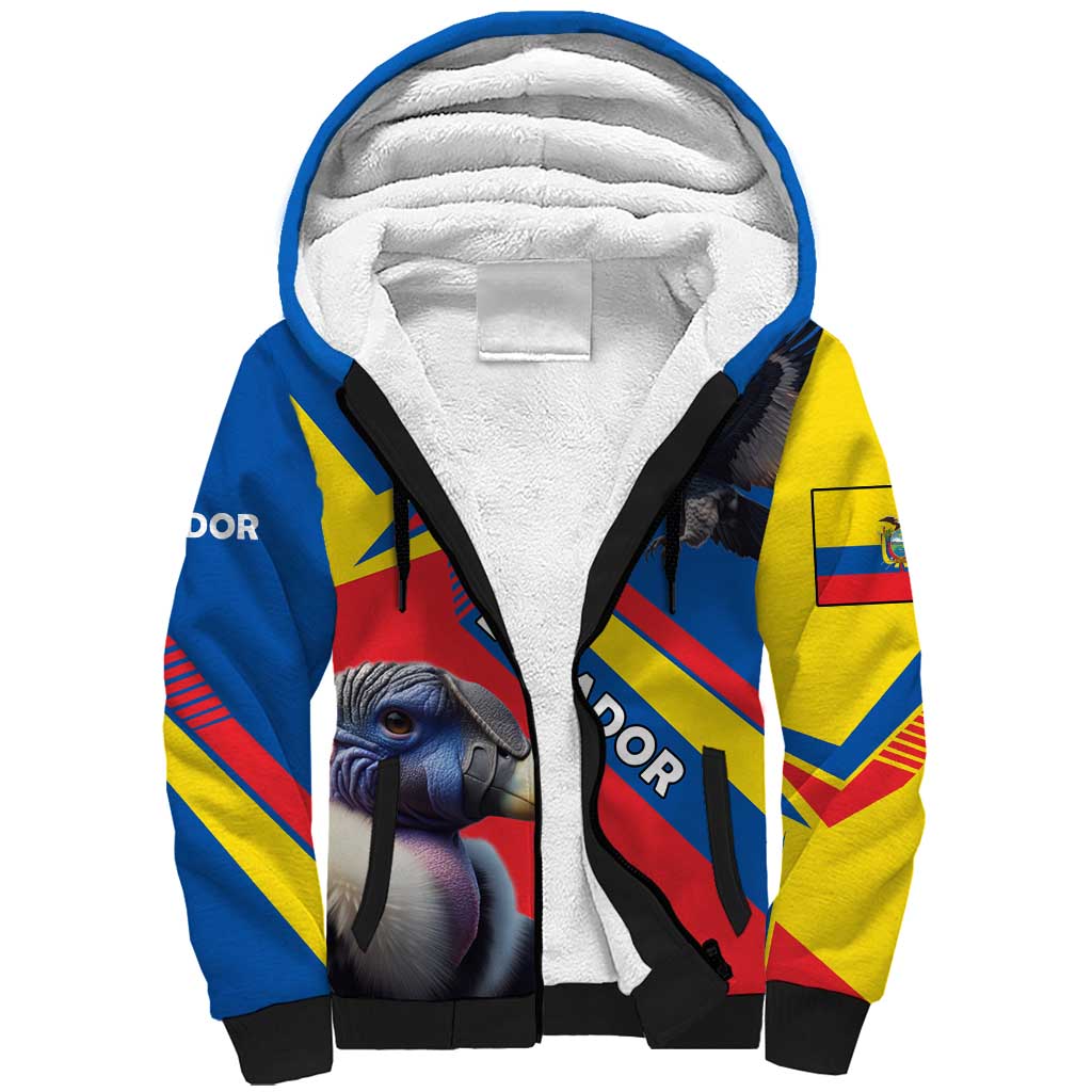 Ecuador Sherpa Hoodie with Andean Condor and Chevron Stripe Design - Wonder Print Shop