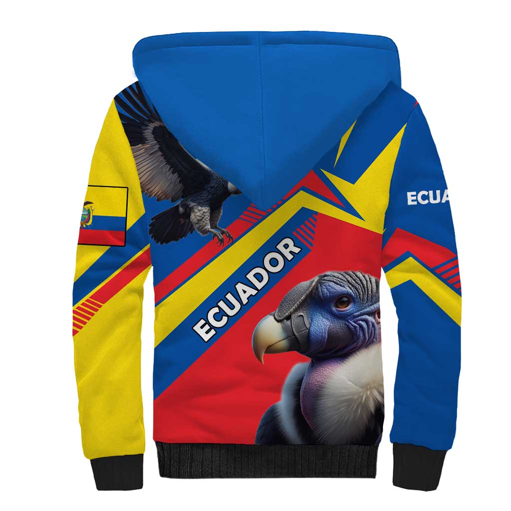 Ecuador Sherpa Hoodie with Andean Condor and Chevron Stripe Design - Wonder Print Shop