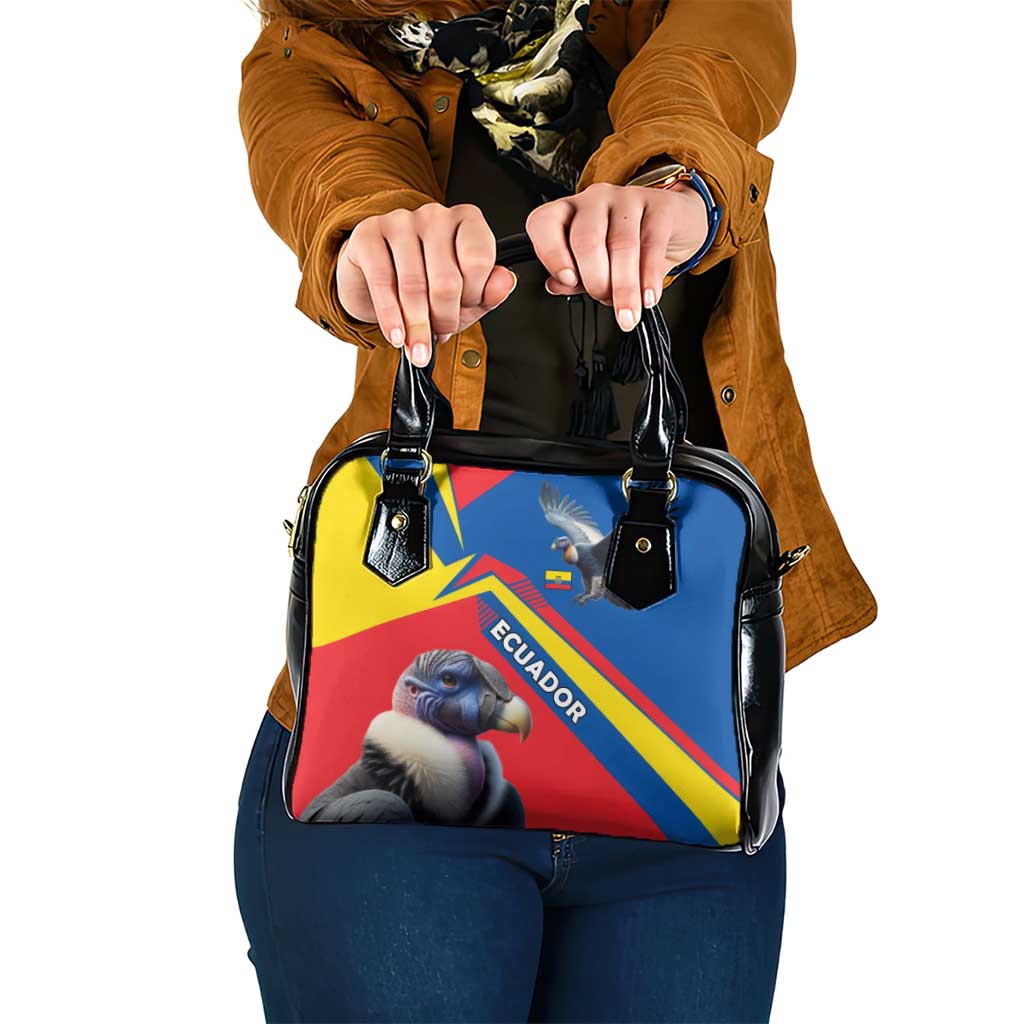 Ecuador Shoulder Handbag with Andean Condor and Chevron Stripe Design - Wonder Print Shop