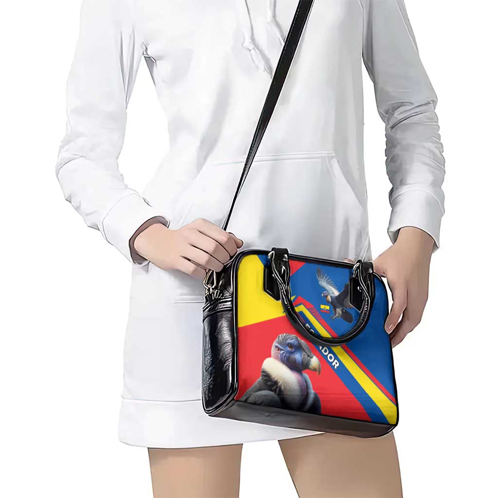 Ecuador Shoulder Handbag with Andean Condor and Chevron Stripe Design - Wonder Print Shop
