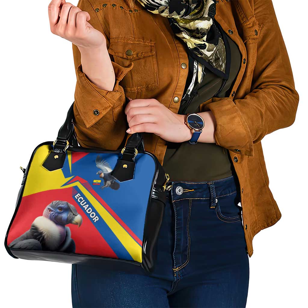 Ecuador Shoulder Handbag with Andean Condor and Chevron Stripe Design - Wonder Print Shop