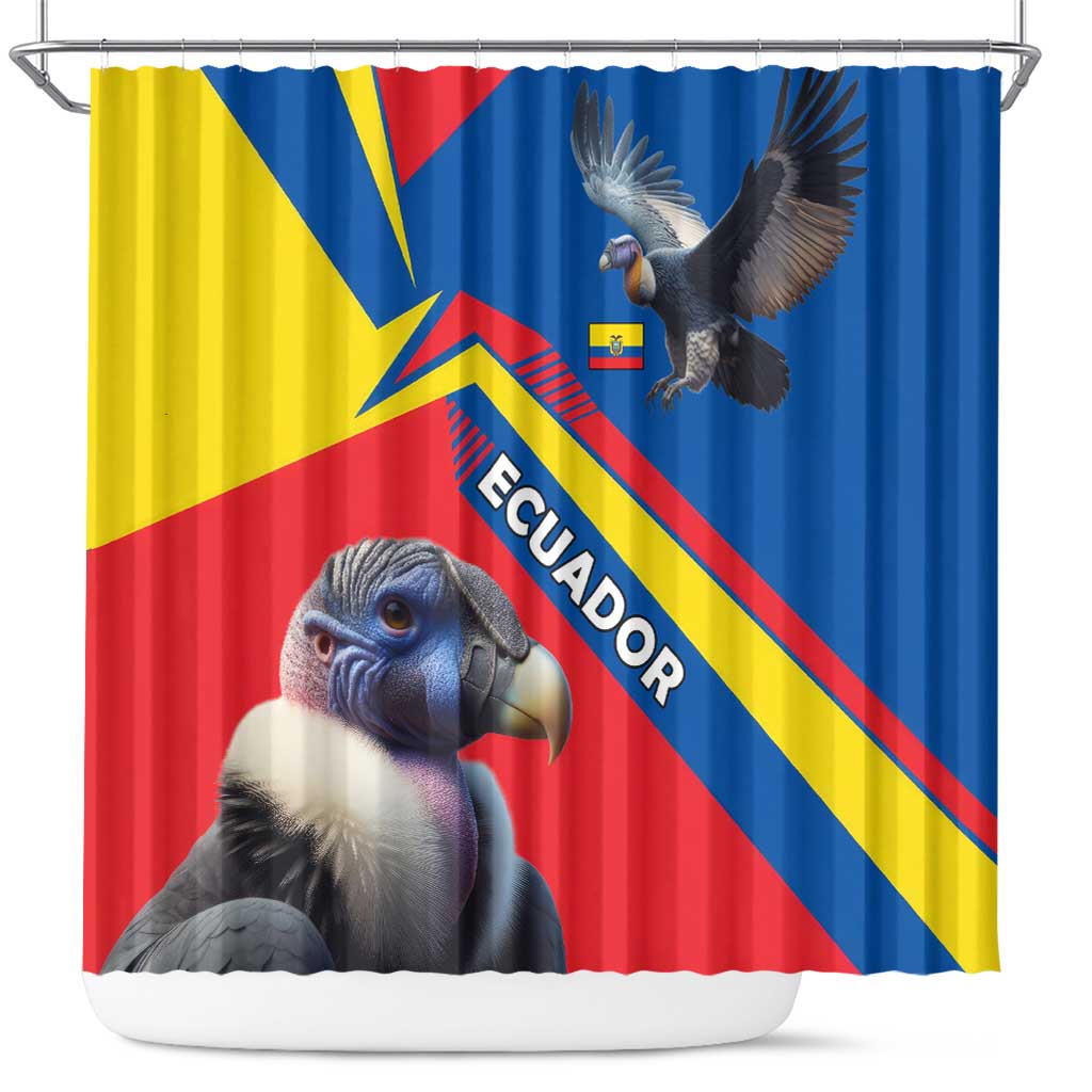 Ecuador Shower Curtain with Andean Condor and Chevron Stripe Design - Wonder Print Shop