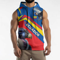 Ecuador Sleeveless Hoodie with Andean Condor and Chevron Stripe Design - Wonder Print Shop